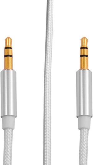 Nylon Phone Car Stereos 3.5mm Plug Male to Male Audio Auxiliary Extension Cable 1M Long Silver Tone