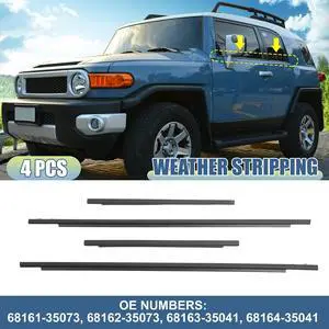 4pcs Window Weatherstrip Door Seal Belt 68161-35073 68162-35073 68163-35041 68164-35041 for Toyota FJ Cruiser A/T 2007 2008 2014