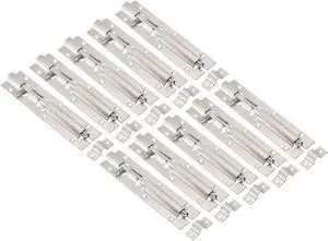 Door Barrel Bolt Latch 6 Inch, 10 Pack Stainless Steel Security Latch Sliding Bolt Latch Lock for Gate Door Window
