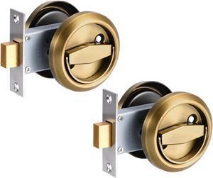 4.8mm Round Recessed Pull Handle Knob, 2 Pack Recessed Pulls Hidden Concealed Handle Knob with Screws for Sliding Door Closet, Brass