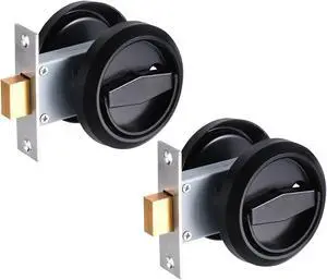 4.8mm Round Recessed Pull Handle Knob, 2 Pack Recessed Pulls Hidden Concealed Handle Knob with Screws for Sliding Door Drawer, Black