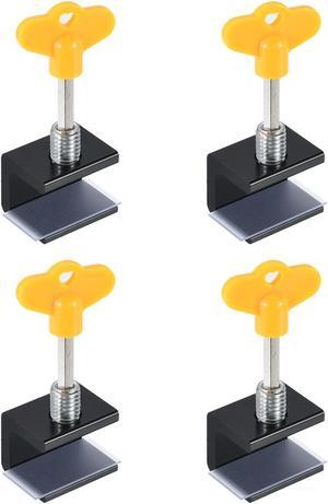 Window Locks, 4 Sets Sliding Security Stopper with Key Aluminum Alloy 5/8" Adjustable Clamp for Vertical & Horizontal Slide Door, Black