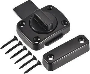 Door Swivel Bolt Latch 2.17" x 1.57", Zinc Alloy Security Door Window Gate Slide Lock with Screws for Bedroom Cabinet Closet, Black