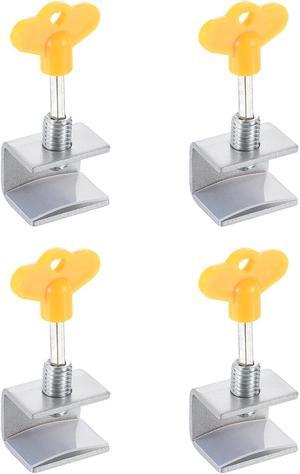 Window Locks, 4 Sets Sliding Security Stopper with Key 11/16" Adjustable Clamp for Vertical & Horizontal Slide Door, Silver