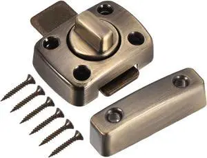 Door Swivel Bolt Latch 1.61" x 1.18", Zinc Alloy Security Door Window Gate Slide Lock with Screws for Bedroom Cabinet Closet, Bronze