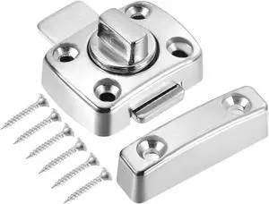 Door Swivel Bolt Latch 1.61" x 1.18", Zinc Alloy Security Door Window Gate Slide Lock with Screws for Bedroom Cabinet Closet, Silver Tone