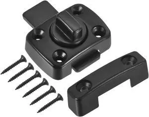 Door Swivel Bolt Latch 1.61" x 1.18", Zinc Alloy Security Door Window Gate Slide Lock with Screws for Bedroom Cabinet Closet, Black