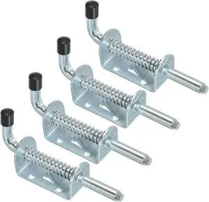 Spring Loaded Latch Pin 5", 4 Pack Iron Security Latch Sliding Barrel Bolt Latch Lock for Gate Door Shed Window