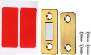 Cabinet Magnetic Catch, 4 Pack Ultra Thin Cabinet Door Catch Adhesive Steel Cabinet Door Magnets for Kitchen Closet Door, Brass