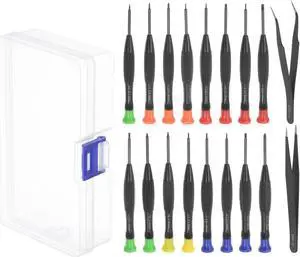 18pcs Precision Screwdriver Set Magnetic Slotted Phillips Torx Star Screw Drivers Tweezers for Repairing Phone Watch Eyeglasses Electronics