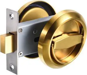 4.8mm Round Recessed Pull Handle Knob, Pack Recessed Pulls Hidden Concealed Handle Knob with Screws for Sliding Door Drawer, Gold Tone
