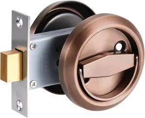 4.9mm Round Recessed Pull Handle Knob, Recessed Pulls Hidden Concealed Handle Knob with Screws for Sliding Door Drawer, Red Bronze