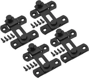 2.8" x 1.9" Door Latch, 4Pcs Flip Gate Latch Stainless Steel for Door and Window, Black