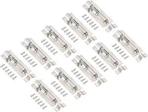 Door Barrel Bolt Latch 3 Inch, 10 Pack Stainless Steel Security Latch Sliding Bolt Latch Lock with Screws for Gate Door Window