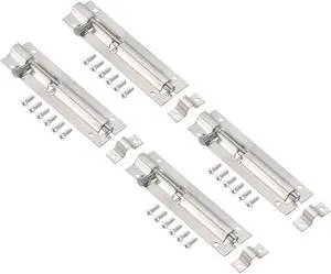 Door Barrel Bolt Latch 4Inch, 4 Pack Stainless Steel Security Latch Sliding Bolt Latch Lock with Screws for Gate Door Window