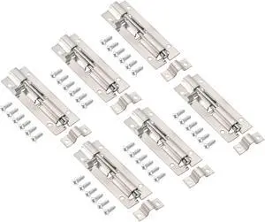 Door Barrel Bolt Latch 3 Inch, 6 Pack Stainless Steel Security Latch Sliding Bolt Latch Lock with Screws for Gate Door Window