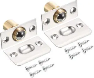 Closet Door Ball Catch, 2 Pack Metal Ball Latch for Top of Door with Strike Adjustable Ball Catches Hardware for Interior Door Cabinet, Silver