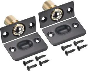 Closet Door Ball Catch, 2 Pack Metal Ball Latch for Top of Door with Strike Adjustable Ball Catches Hardware for Interior Door Cabinet, Black