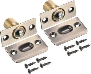 Closet Door Ball Catch, 2 Pack Metal Ball Latch for Top of Door with Strike Adjustable Ball Catches Hardware for Interior Door Cabinet, Bronze