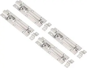Door Barrel Bolt Latch 5 Inch, 4 Pack Stainless Steel Security Latch Sliding Bolt Latch Lock for Gate Door Window
