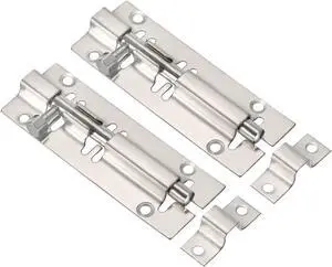 Door Barrel Bolt Latch 4Inch, 2 Pack Stainless Steel Security Latch Sliding Bolt Latch Lock for Gate Door Window
