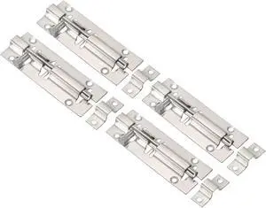 Door Barrel Bolt Latch 4 Inch, 4 Pack Stainless Steel Security Latch Sliding Bolt Latch Lock for Gate Door Window