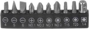 10 in 1 Screwdriver Bit Set 1/4" Hex Shank Torx Square Slotted Phillips Pozi Bit