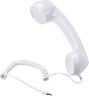3.5mm Retro Telephone Handset Telephone Receiver for Microphone Speaker Smooth White