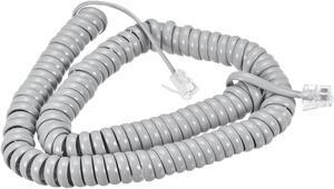 Telephone Handset Cord, 4P4C 13.12 Feet Coiled Landline Phone Handset Cable for Home or Office Grey