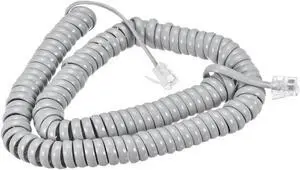Telephone Handset Cord, 4P4C 9.84 Feet Coiled Landline Phone Handset Cable for Home or Office Grey 2 Pack