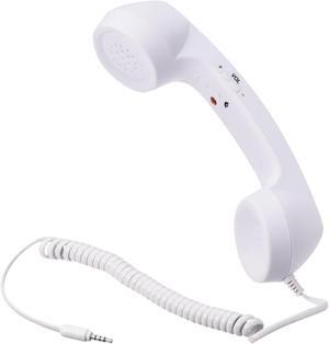 3.5mm Retro Telephone Handset Telephone Receiver for Microphone Speaker White