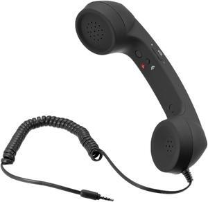 3.5mm Retro Telephone Handset Telephone Receiver for Microphone Speaker Black