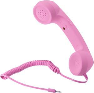 3.5mm Retro Telephone Handset Telephone Receiver for Microphone Speaker Pink