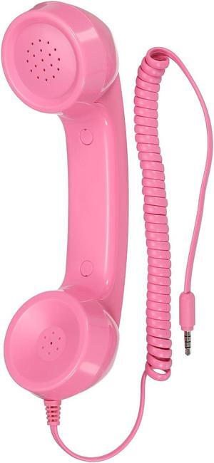 3.5mm Retro Telephone Handset Phone Telephone Receiver for Microphone Speaker Smooth Pink