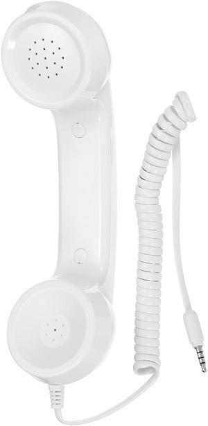 3.5mm Retro Telephone Handset Phone Telephone Receiver for Microphone Speaker Smooth White