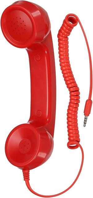 3.5mm Retro Telephone Handset Phone Telephone Receiver for Microphone Speaker Smooth Red