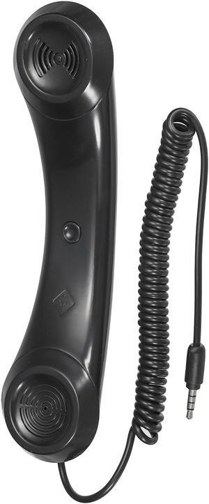 3.5mm Retro Telephone Handset Cell Phone Telephone Receiver for Microphone Speaker Black