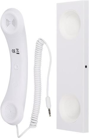 3.5mm Retro Telephone Handset with Base Telephone Receiver for Microphone Speaker White