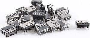Unique Bargains 20pcs USB A Female Port 180 Degree 4-Pin SMD SMT Jack Soldering Socket