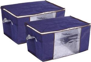 Clothes Storage Bag 3pcs, Closet Organizer with Reinforced Handle for Comforters, Bedding, Blankets, Clothing, Pillows, Foldable with Sturdy Zipper-Purple