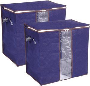 Clothes Storage Bag 2pcs, Clothes Storage Bins Foldable Closet Organizers Storage Containers with Reinforced Handles for Comforters, Blankets, Bedding-Grey