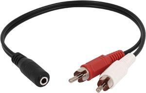 3.5mm Female Stereo to 2 RCA Male AV Audio Aux Cable Cord Adapter