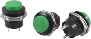3 Pcs SPST Green Round Momentary Push Button Switch 6A 125VAC 3A 250VAC