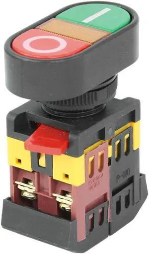 ON-OFF START STOP Push Button w Light Indicator Momentary Switch AC 600V 10A