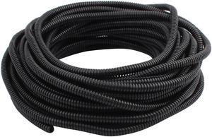 Black Plastic 6.5mmx10mm Flexible Corrugated Conduit Pipe Hose Tube 16m Length