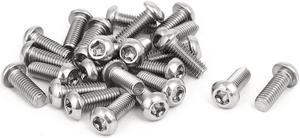 M6x16mm 304 Stainless Steel Fully Thread Button Head Torx Screws Fastener 25pcs