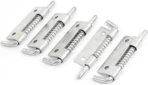 Unique Bargains 5PCS Locked Spring Loaded Metallic Barrel Bolt Latch Silver Tone 9cm Length