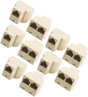 Unique Bargains 10 Pcs 3 Way RJ45 LAN Network Ethernet Splitter Connector Beige