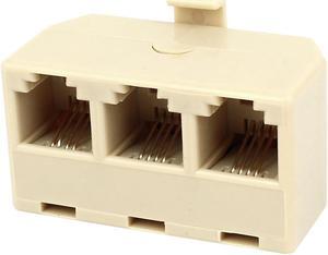 Unique Bargains Plastic RJ11 6P4C Plug to 3 Ports Telephone Splitter Connectors Adapter Beige