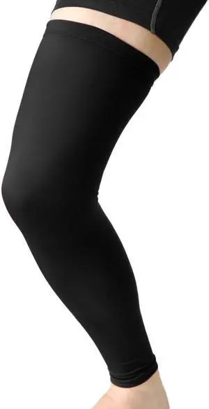 Black XL Size Long Sport Stretch Brace Leg Sleeve Knee Calf UV Protector